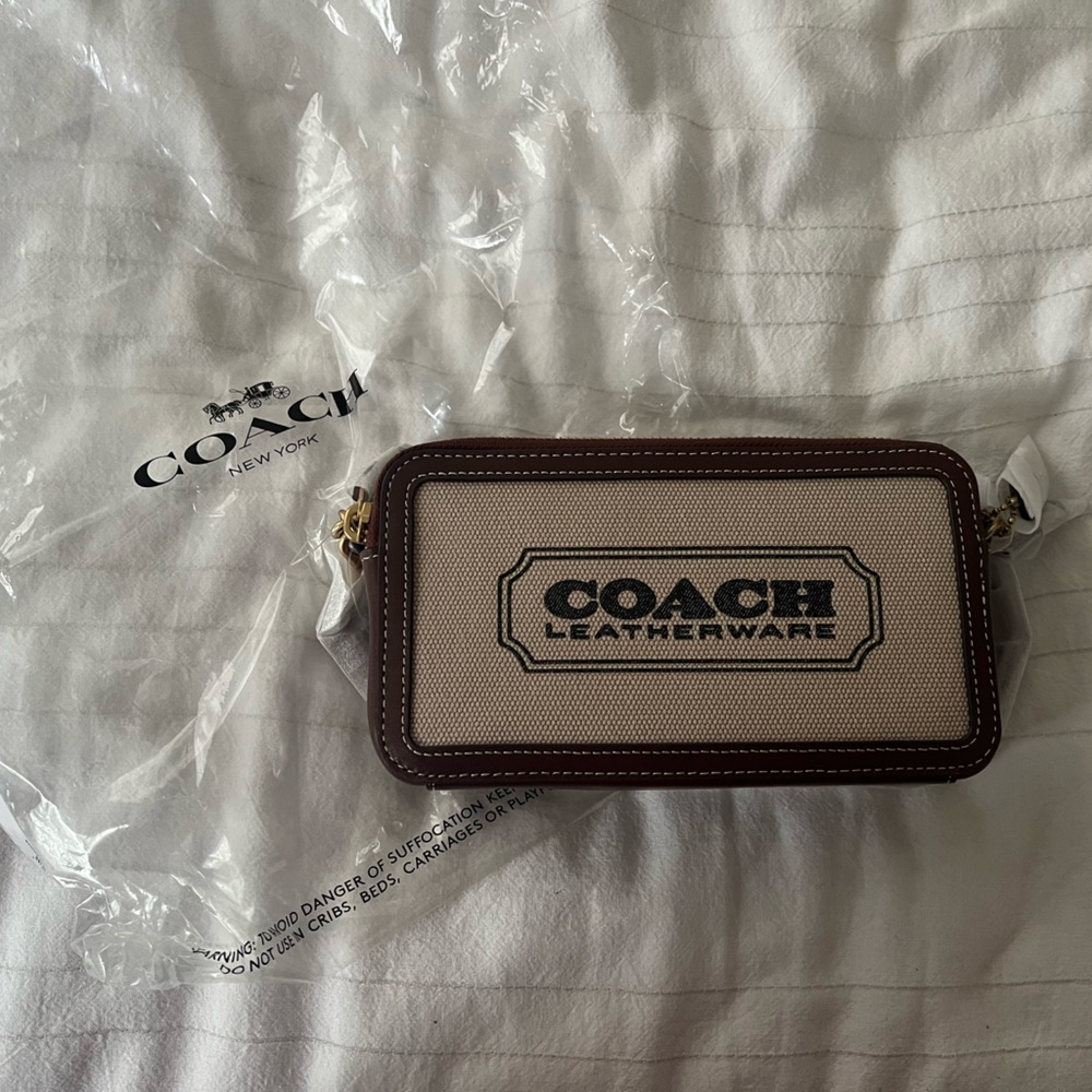 Brand new Coach Leatherware Canvas and Leather Pouch
